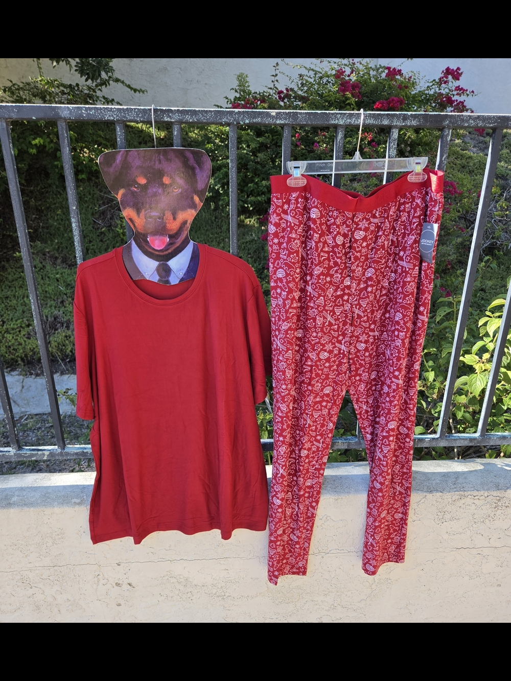 Jockey Red Pajama Top and Printed Red Pants Set